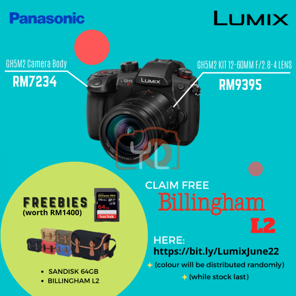 Panasonic Lumix GH5 II Mirrorless Camera with 12-60mm f/2.8-4 Lens ( Free Sandisk 64GB extreme pro SD card + Bilingham L2 Bag)