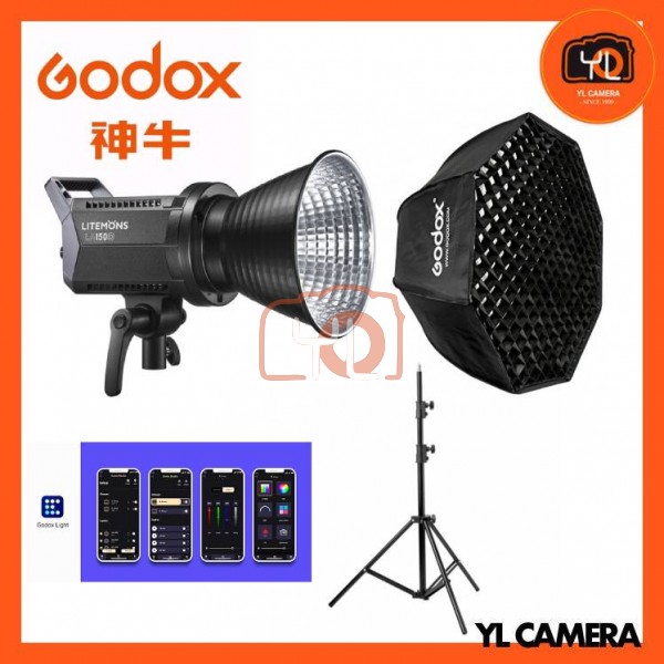 Godox Litemons LA150D Daylight LED Light (SB-FW120 Octagon Softbox + 280CM Light Stand)