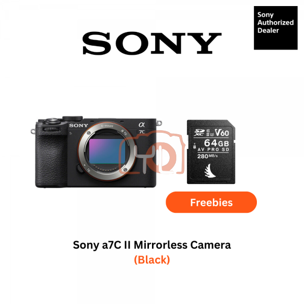 Sony a7C II Mirrorless Camera (Black) - Free Free Free Angelbird 64GB 280/160mb V60 AV PRO SD Card & LCS-BBK Carrying Case