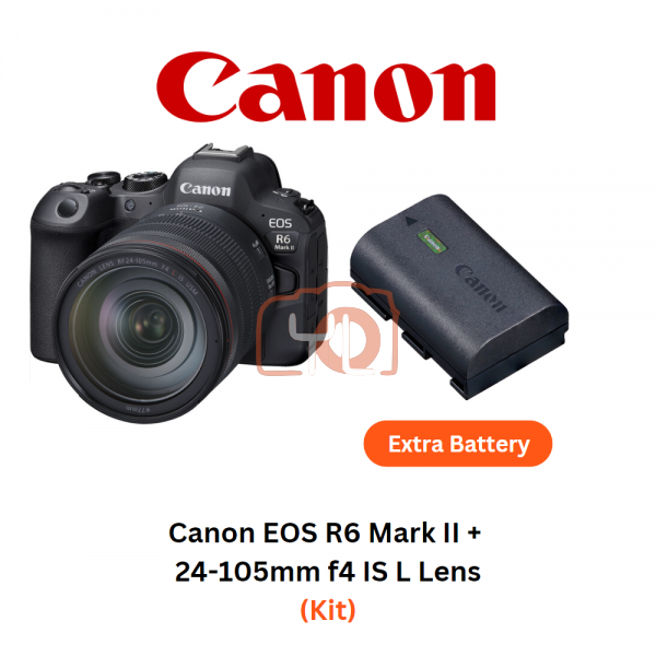 Canon EOS R6 Mark II Mirrorless Camera with 24-105mm f/4 IS L Lens ( Free Extra Battery LP-E6NH )