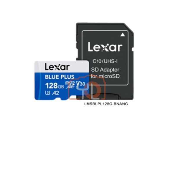 Lexar 128GB BLUE PLUS microSD Card UHS-I with Adapter (Up to 170MB/s A2 V30 U3 4K UHD)