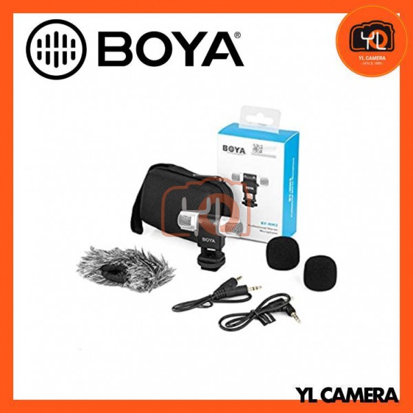 Boya BY-MM3 Mini Condenser Stereo Shotgun Microphone With Left And Right Channel For Smartphones IPad Laptop Camera