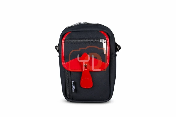 Billingham Airline Stowaway Camera Bag ( Black FibreNyte/Red Leather, 2.5L)