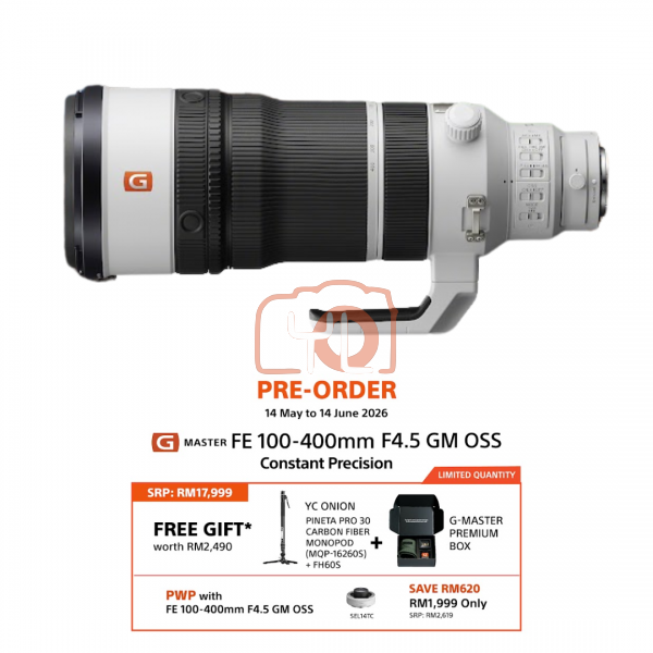 [PRE-ORDER] Sony FE 100-400mm f4.5 GM OSS Lens (Sony E) - PWP with Sony FE 1.4x Teleconverter
