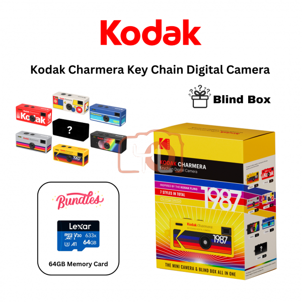 Kodak Charmera Key Chain Digital Camera (Random Style Blind Box) +  card (64GB)