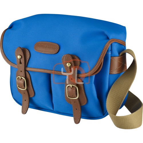 Billingham Hadley Small Shoulder Bag (Imperial Blue with Tan Leather Trim and Orange Lining)