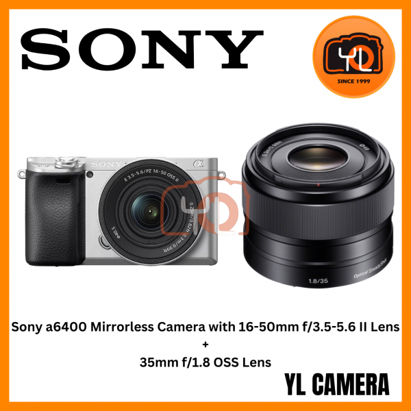 Sony a6400 Mirrorless Camera with 16-50mm f3.5-5.6 II Lens (Silver) + Sony 35mm f1.8 OSS Lens (Free Sandisk 64GB Extreme Pro SD Card)
