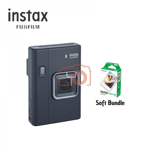 FUJIFILM INSTAX MINI LiPlay+ Hybrid Instant Camera (Midnight Blue) - Soft Bundle