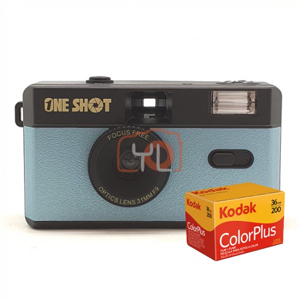 OneShot 31mm F9 Focus Free Film Cameras - Blue (Film Set) ( Kodak Gold 200 24 exp )