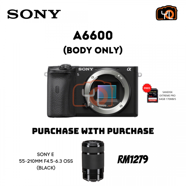 Sony A6600 Camera Body (Black) [Free Sony 64GB Card] - PWP : Sony E 55-210mm F4.5-6.3 OSS ( Black )