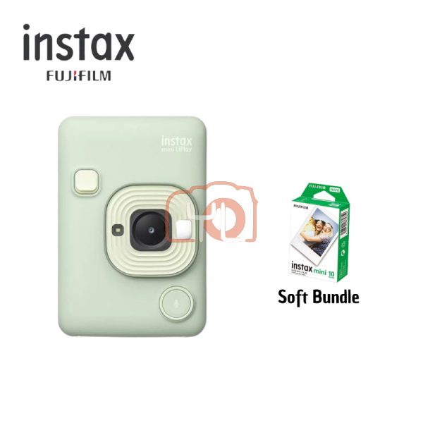 FUJIFILM INSTAX MINI Liplay Hybrid Instant Camera (Matcha Green) - Soft Bundle Camera + 1 Pack of Film 10pcs