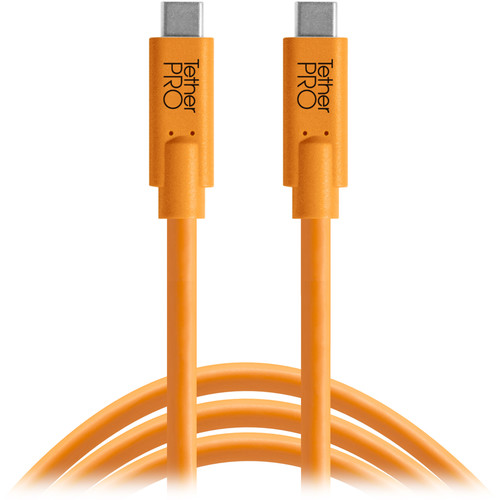 Tether Tools CUC15-ORG TetherPro USB Type-C Male to USB Type-C Male Cable (15', Orange)