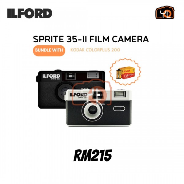 Ilford Sprite 35-II Film Camera + Kodak ColorPlus 200 Bundle (Black)