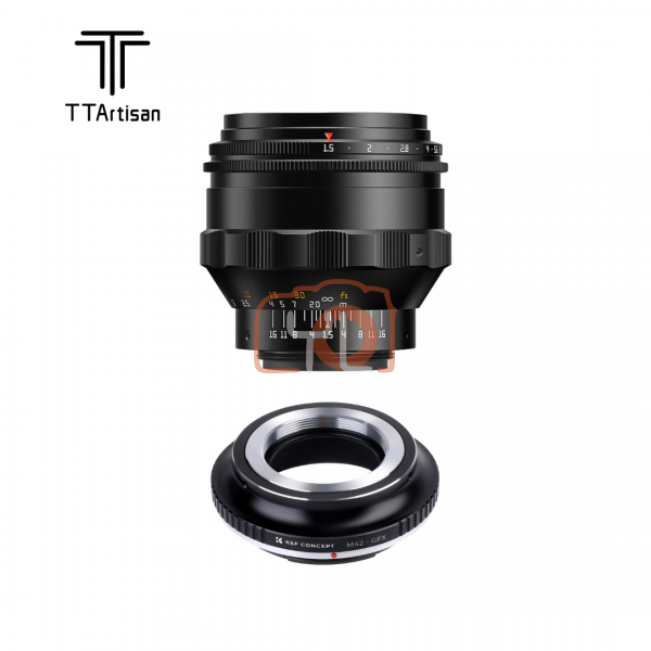 TTArtisan 75mm f/1.5 Swirly Bokeh Lens (M42, Black) + M42 Lenses to Fuji GFX Lens Mount Adapter K&F