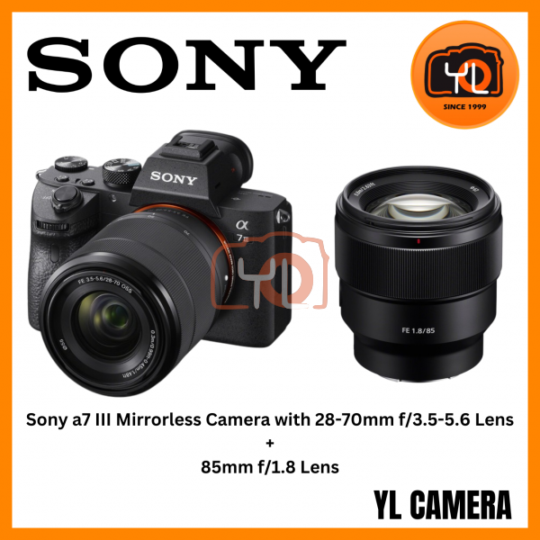 Sony a7 III Mirrorless Camera with 28-70mm f/3.5-5.6 Lens + Sony FE 85mm f/1.8 Lens (Free Sandisk 64GB Extreme Pro SD Card & Extra Battery & RM200 Touch N Go Voucher Online Redemption)