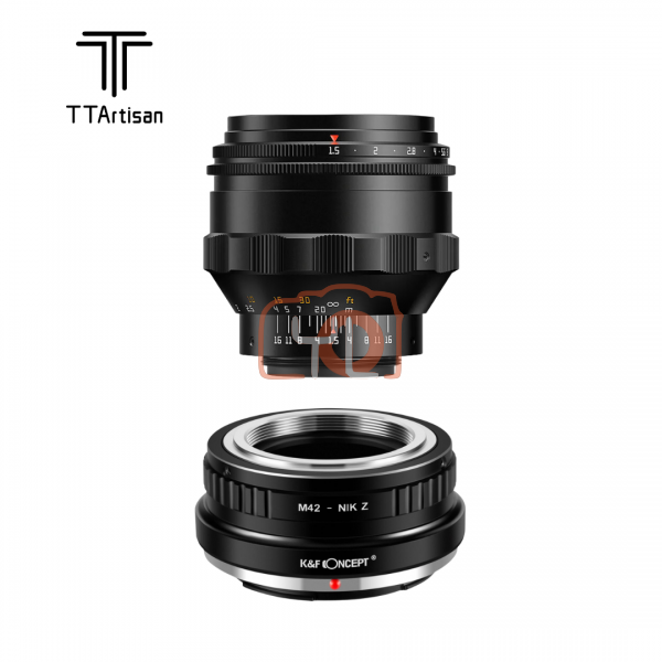 TTArtisan 75mm f/1.5 Swirly Bokeh Lens (M42, Black) + K&F M42 Mount Lens to Nikon Adapter