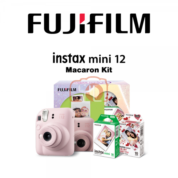 FUJIFILM INSTAX MINI 12 Instant Film Camera Macaron Kit (Pink)
