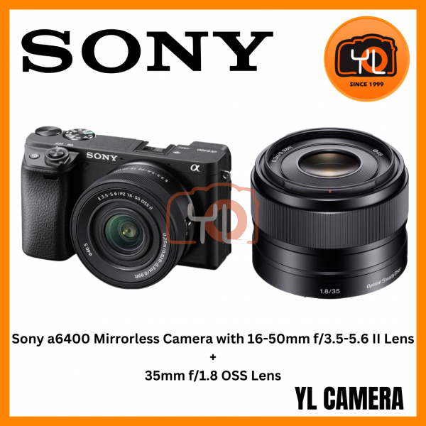 Sony a6400 Mirrorless Camera with 16-50mm f3.5-5.6 II Lens (Black) + Sony 35mm f1.8 OSS Lens (Free Sandisk 64GB Extreme Pro SD Card)