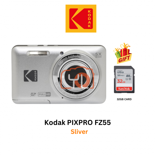 Kodak PIXPRO FZ55 Digital Camera (Sliver)(Free 32gb card)