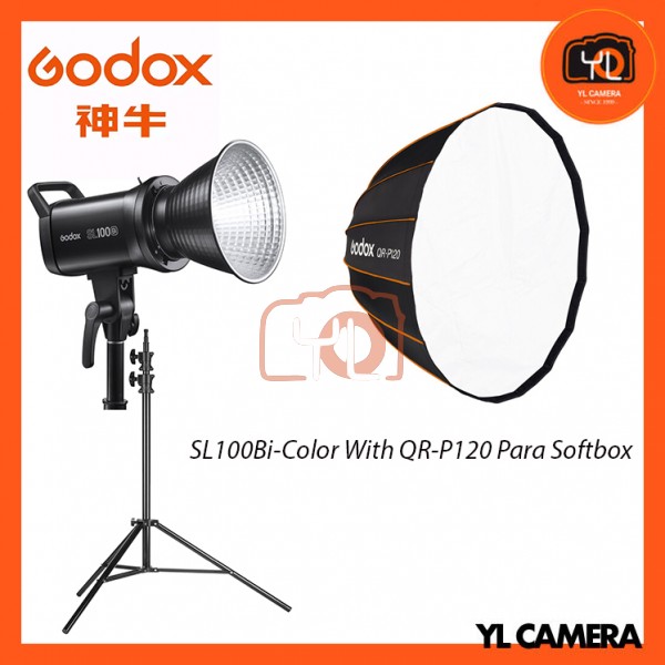 Godox SL100Bi Bi-Color LED With QR-P120 Parabolic Softbox + 280CM Light Stand (1 Light Kit)