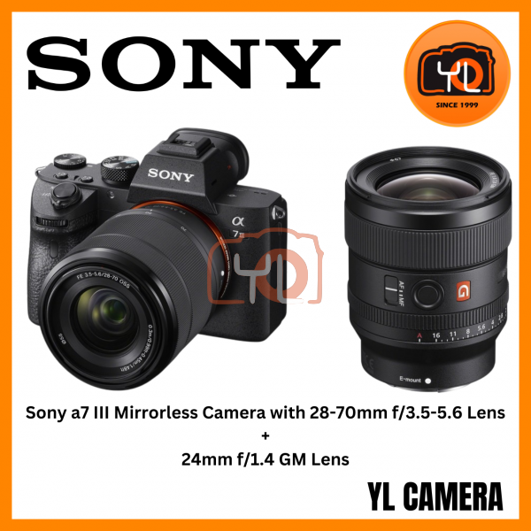 Sony a7 III Mirrorless Camera with 28-70mm f/3.5-5.6 Lens + Sony FE 24-70mm f/2.8 GM II Lens (Sony E) (Free Sandisk 64GB Extreme Pro SD Card & Extra Battery & RM200 Touch N Go Voucher Online