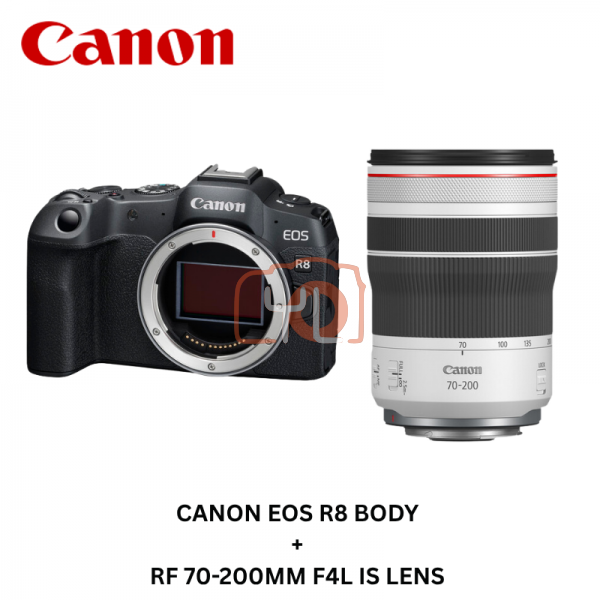 Canon EOS R8 Body + RF 70-200mm f4L IS Lens