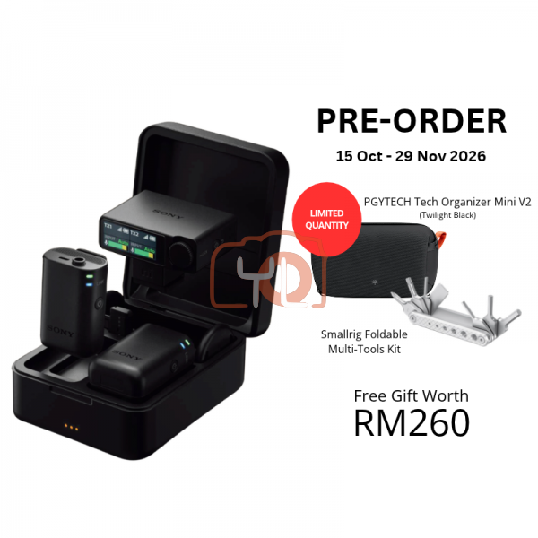 [PRE-ORDER] Sony ECM-W5 2-Person Wireless Microphone System - Free PGYTECH Tech Organizer Mini V2 (Twilight Black) & Smallrig Foldable Multi-Tools Kit