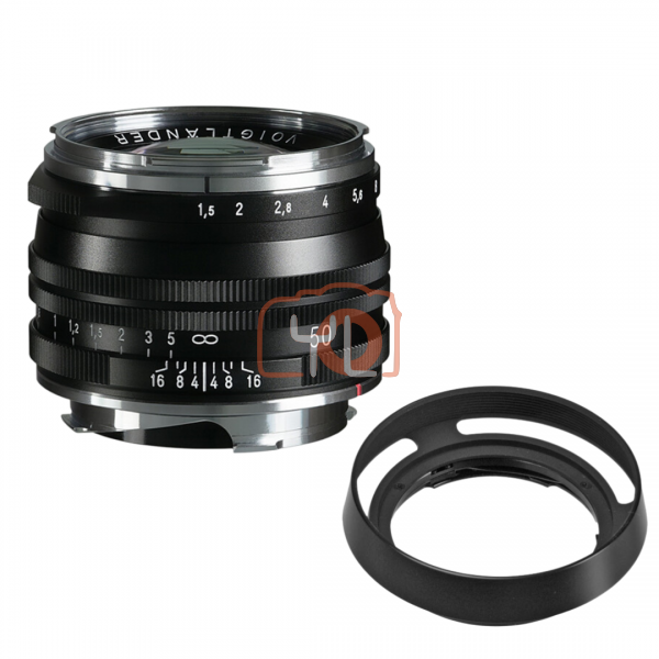 Voigtlander Nokton 50mm f1.5 Aspherical II MC Lens & LH-6 (Black)