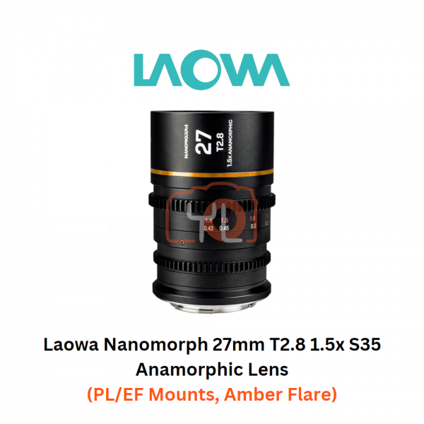 Venus Optics Laowa Nanomorph 27mm T2.8 1.5x S35 Anamorphic Lens (PL/EF Mounts, Amber Flare)