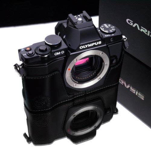 Gariz Genuine Leather XS-EM5llABK Camera Metal Half Case for Olympus OM-D E-M5ll EM5ll, Black