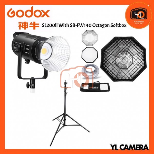 Godox SL200II LED Video Light With SB-FW140cm Octagon Softbox + 280CM Light Stand (1 Light Kit)