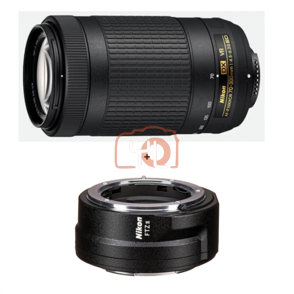 Nikon 70-300mm F4.5-6.3G ED AF-P DX Lens + Nikon FTZ II Mount Adapter
