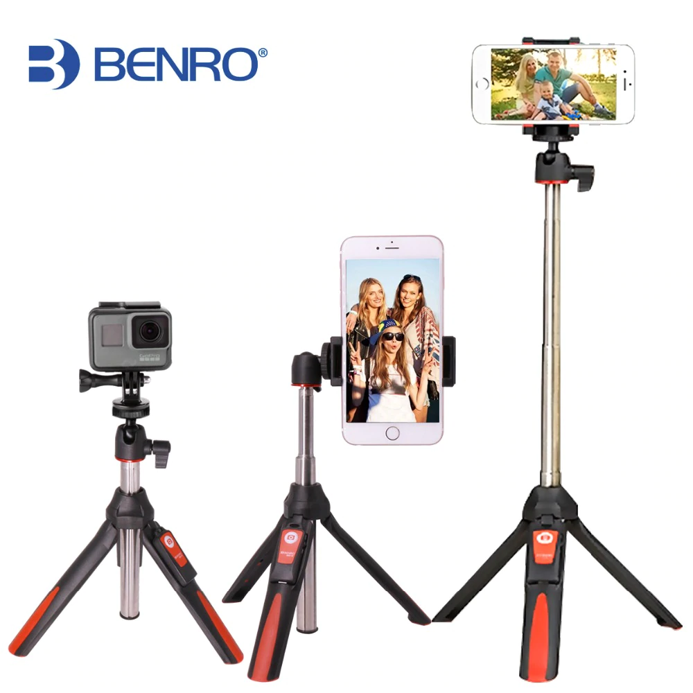 Benro MK10 2-in-1 Portable Selfie Stick with Mini Tripod (RED)