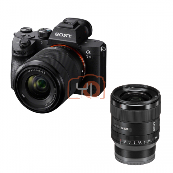 Sony a7 III Mirrorless Camera with 28-70mm f3.5-5.6 II Lens + Sony FE 24mm f1.4 GM Lens (Free Homan 64GB 180/150MB V30 SD Card & Extra Battery & RM200 Touch N Go Voucher Online Redemption)