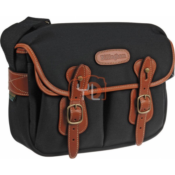 Billingham Hadley Shoulder Bag (Black with Tan Leather Trim, Small)