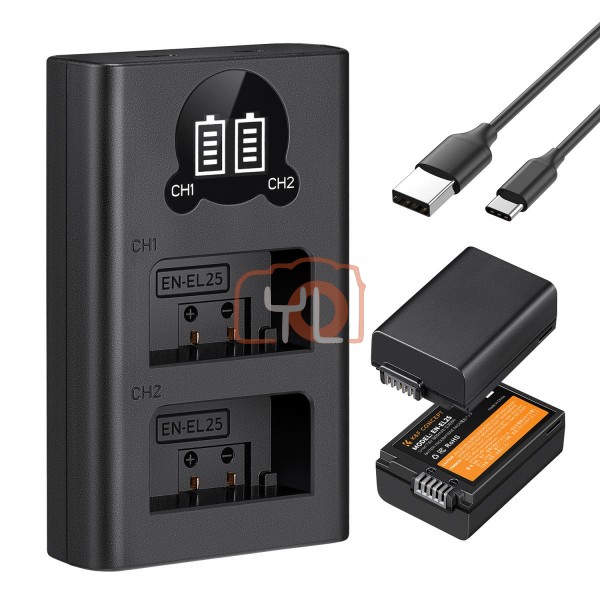 K&F EN-EL25A Dual USB Charger Kit Wiht 2 Battery