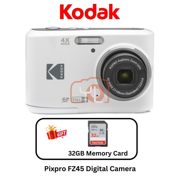 Kodak Pixpro FZ45 Digital Camera (White) (Free 32gb card)