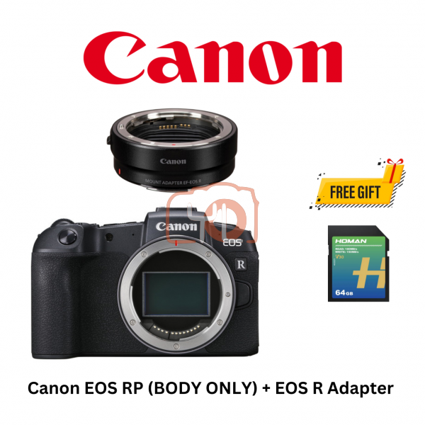 Canon EOS RP Camera Body + EOS R adapter ( Free Homan 64GB V30 SD Card + TNgo Ewallet RM200 Redeem Online+Canon Bag )