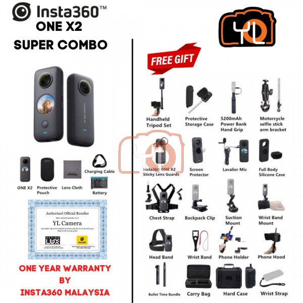 Insta360 One X2 (Free SandDisk 64GB microSD Card 160mb/s + Selfie Stick) - SUPER COMBO