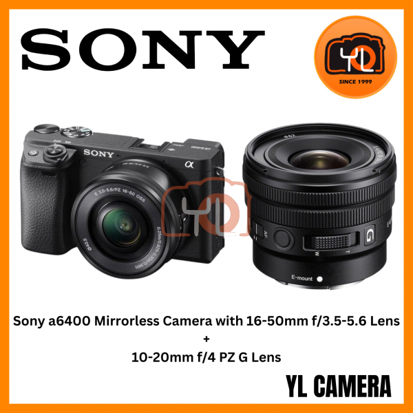 Sony a6400 Mirrorless Camera with 16-50mm f/3.5-5.6 II Lens (Black) + Sony 10-20mm f/4 PZ G Lens (Free Sandisk 64GB Extreme Pro SD Card)