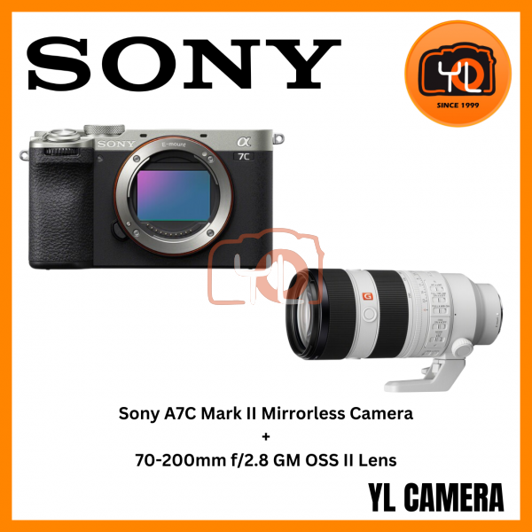 Sony a7C II Mirrorless Camera (Silver) (Body) + Sony FE 70-200mm f/2.8 GM OSS II Lens (Free Angelbird 64GB 280/160MB V60 AV PRO SD Card & Extra Battery & LCS-BBK Carrying Case)