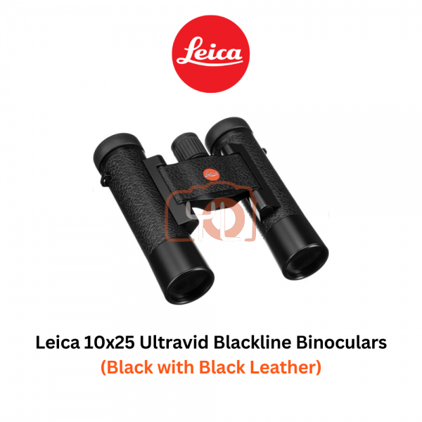 Leica 10x25 Ultravid Blackline Binoculars (Black with Black Leather)