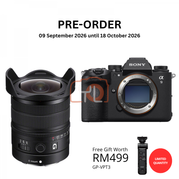 [PRE-ORDER] Sony FE 8-14mm f3.5 Fisheye G Lens PWP with Sony a9 III Mirrorless Camera Body - Free Sony GP-VPT3 Wireless Shooting Grip with Detachable Remote
