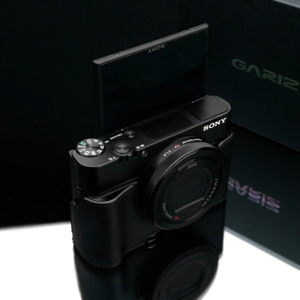 Gariz Genuine Leather HG-RX100IIBK Camera Metal Half Case for Sony RX100II DSC-RX100II RX100M2