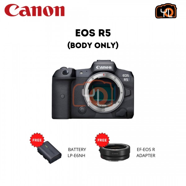 Canon EOS R5 Full Frame Mirrorless Camera - ( Free LP-E6NH battery & EF-EOS R Adapter)