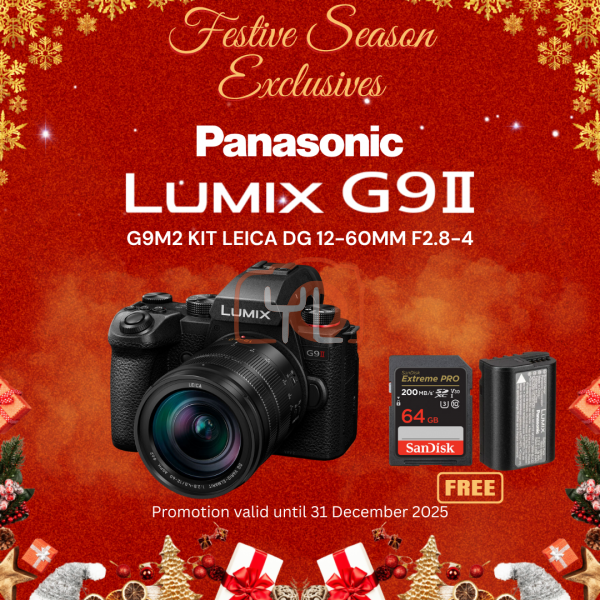 Panasonic Lumix G9 II +12-60mm f2.8-4 Lens - FREE SANDISK 64GB EXTREME PRO SD CARD,Extra battery BLK22PPB Online Redeem at https://bit.ly/LUMIXMP25