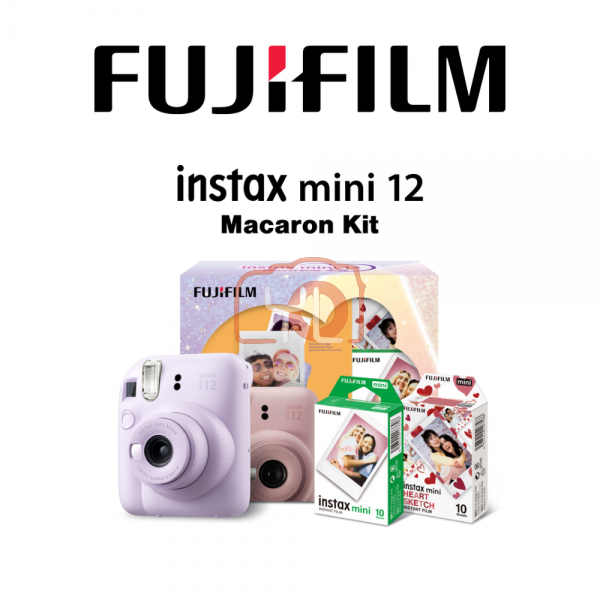 FUJIFILM INSTAX MINI 12 Instant Film Camera Macaron Kit (Lilac Purple)