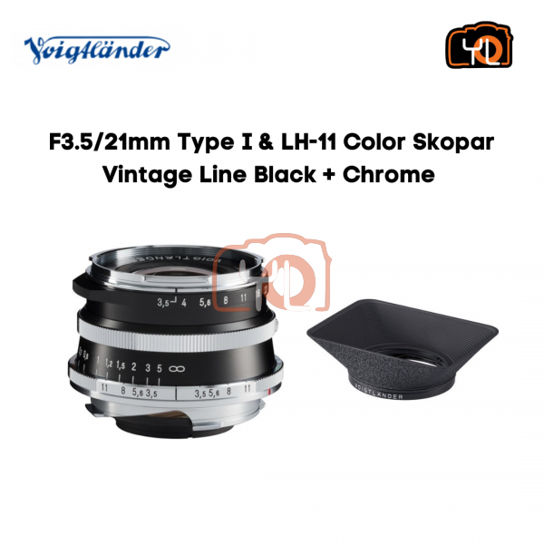 Voigtlander 21mm F3.5 Color-Skopar Aspherical VM Lens & LH-11- Black + Chrome (For Leica M-Mount)
