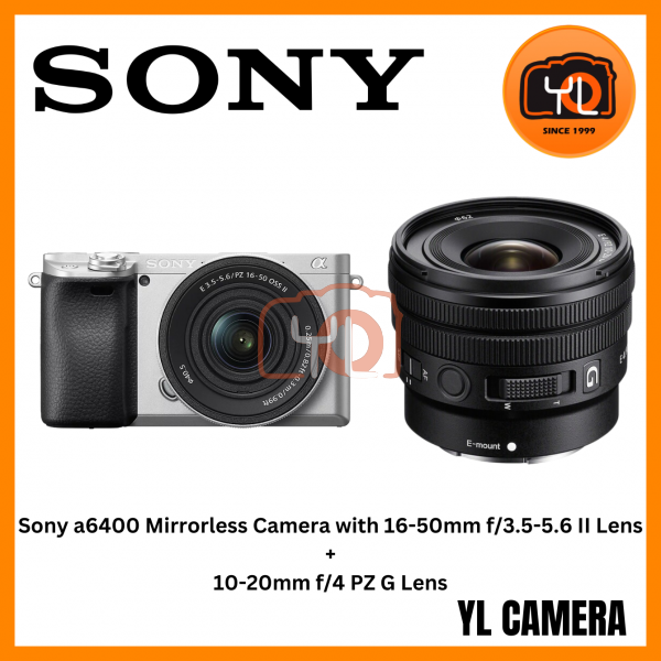 Sony a6400 Mirrorless Camera with 16-50mm f3.5-5.6 II Lens (Silver) + Sony 10-20mm f4 PZ G Lens (Free Sandisk 64GB Extreme Pro SD Card)