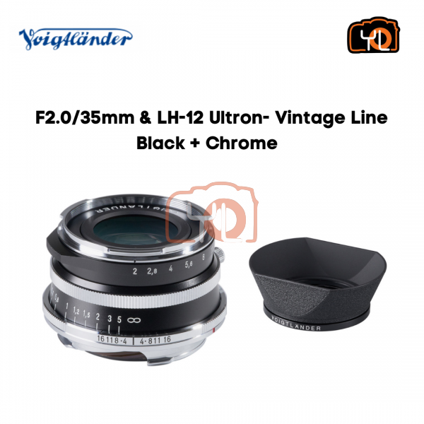 Voigtlander 35mm F2 Ultron Aspherical Lens & LH-12 - Black Chrome (For Leica M-Mount)